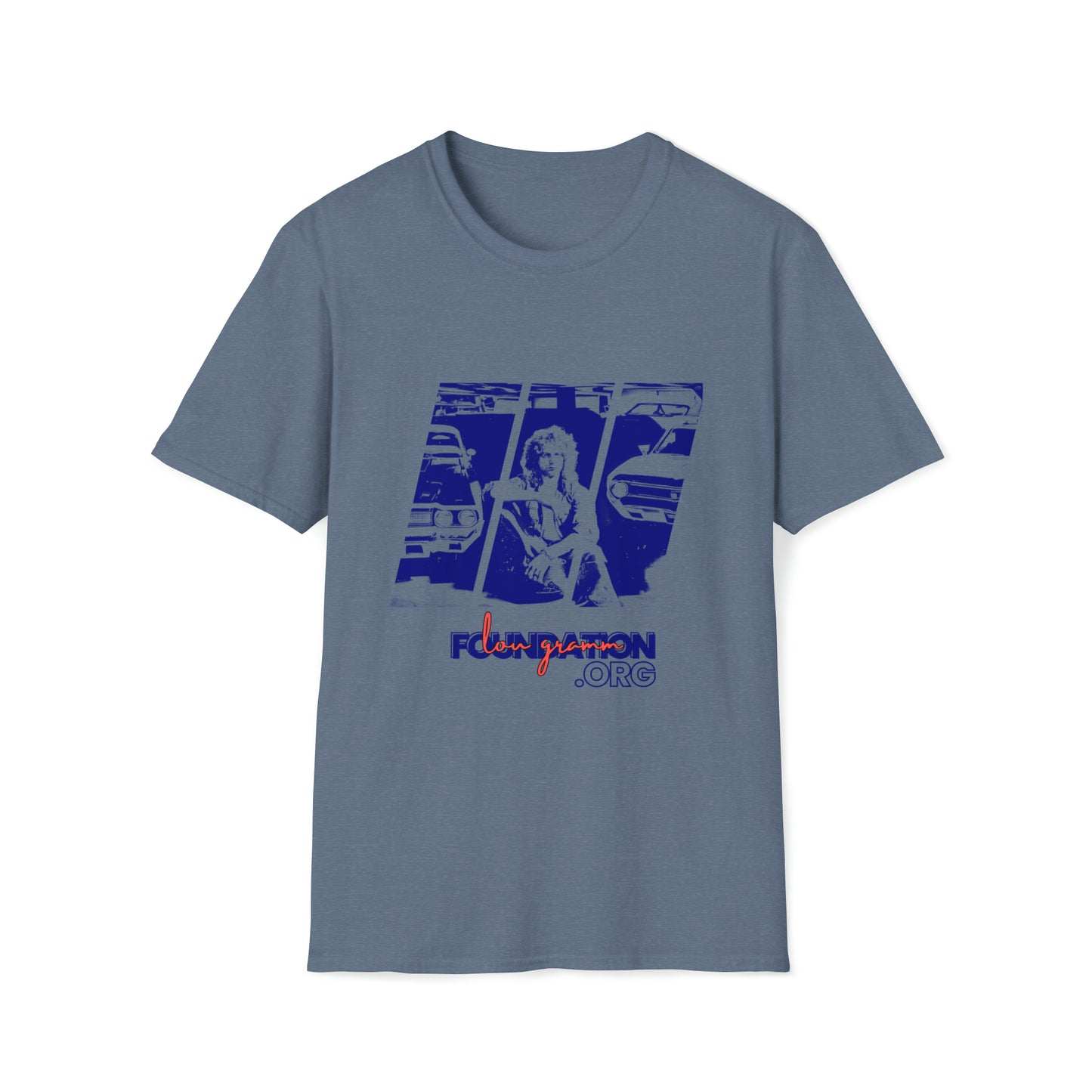 Lou’s Garage Blue logo - Unisex Softstyle T-Shirt