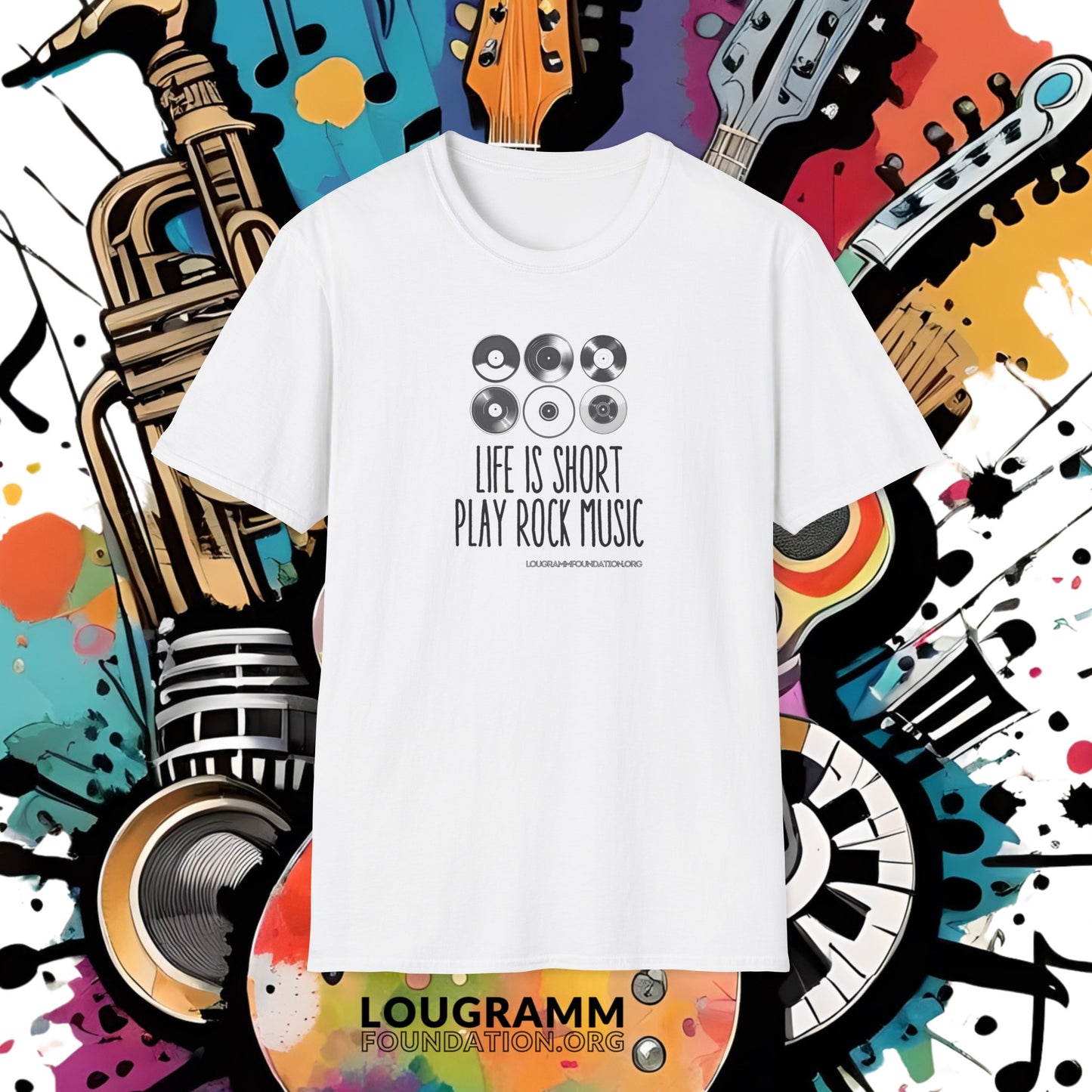 Life is Short Play Rock Music Unisex Softstyle T-Shirt