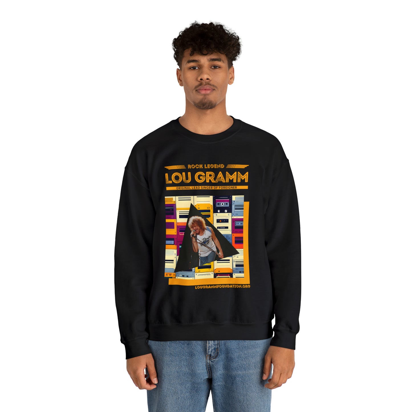 Rock Legend Lou Gramm Orange Logo - Unisex Heavy Blend™ Crewneck Sweatshirt