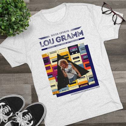 Rock Legend Lou Gramm Unisex Tri-Blend Crew Tee - Dark Blue Logo