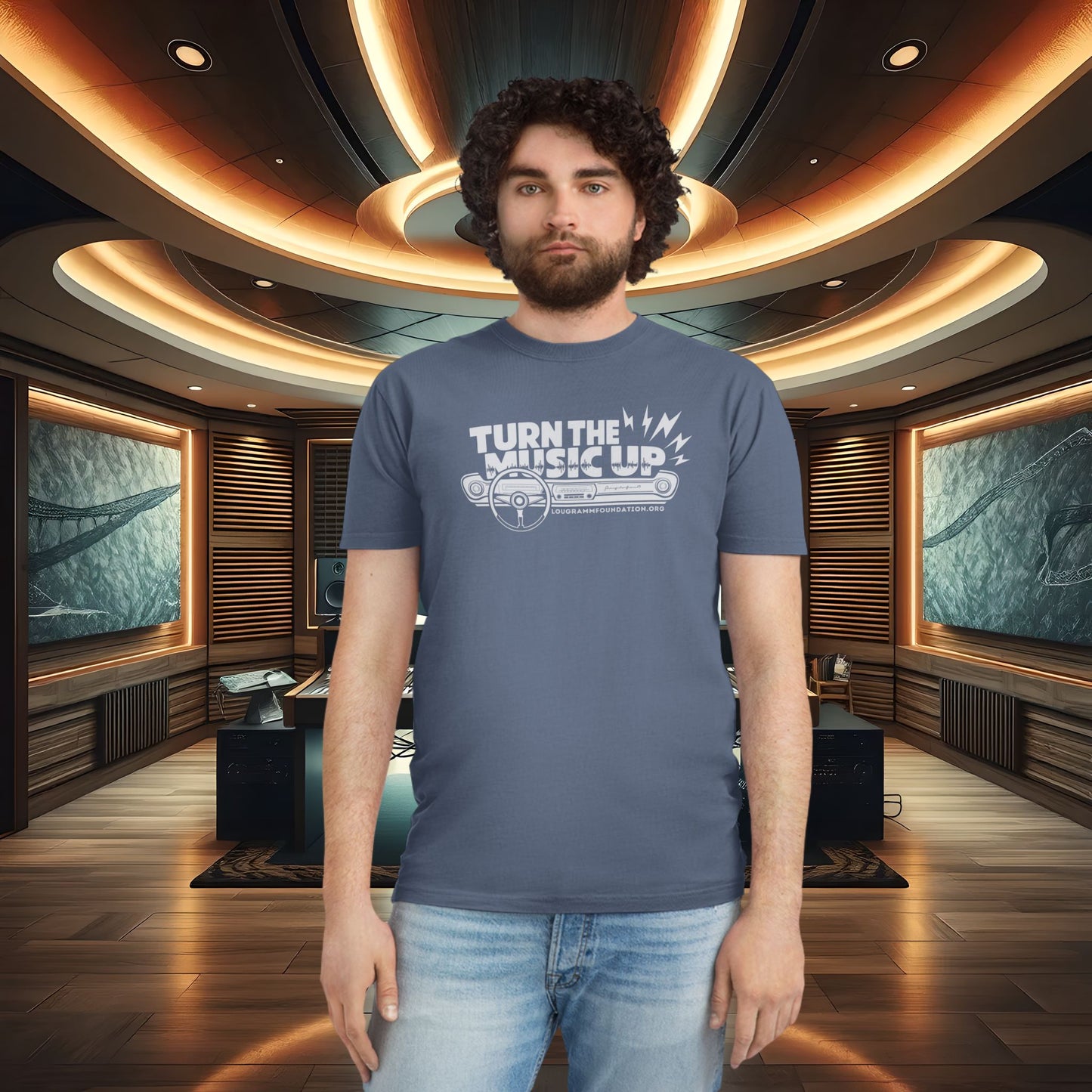 Turn the Music Up Dashboard - Unisex Faded Music T-Shirt