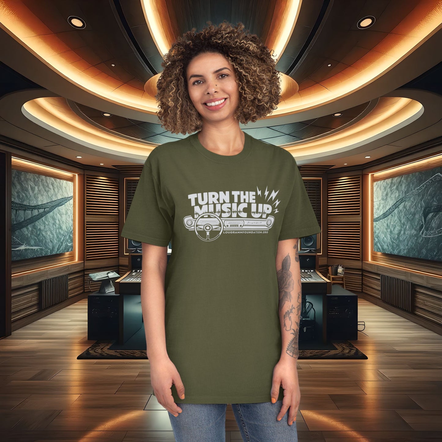 Turn the Music Up Dashboard - Unisex Faded Music T-Shirt
