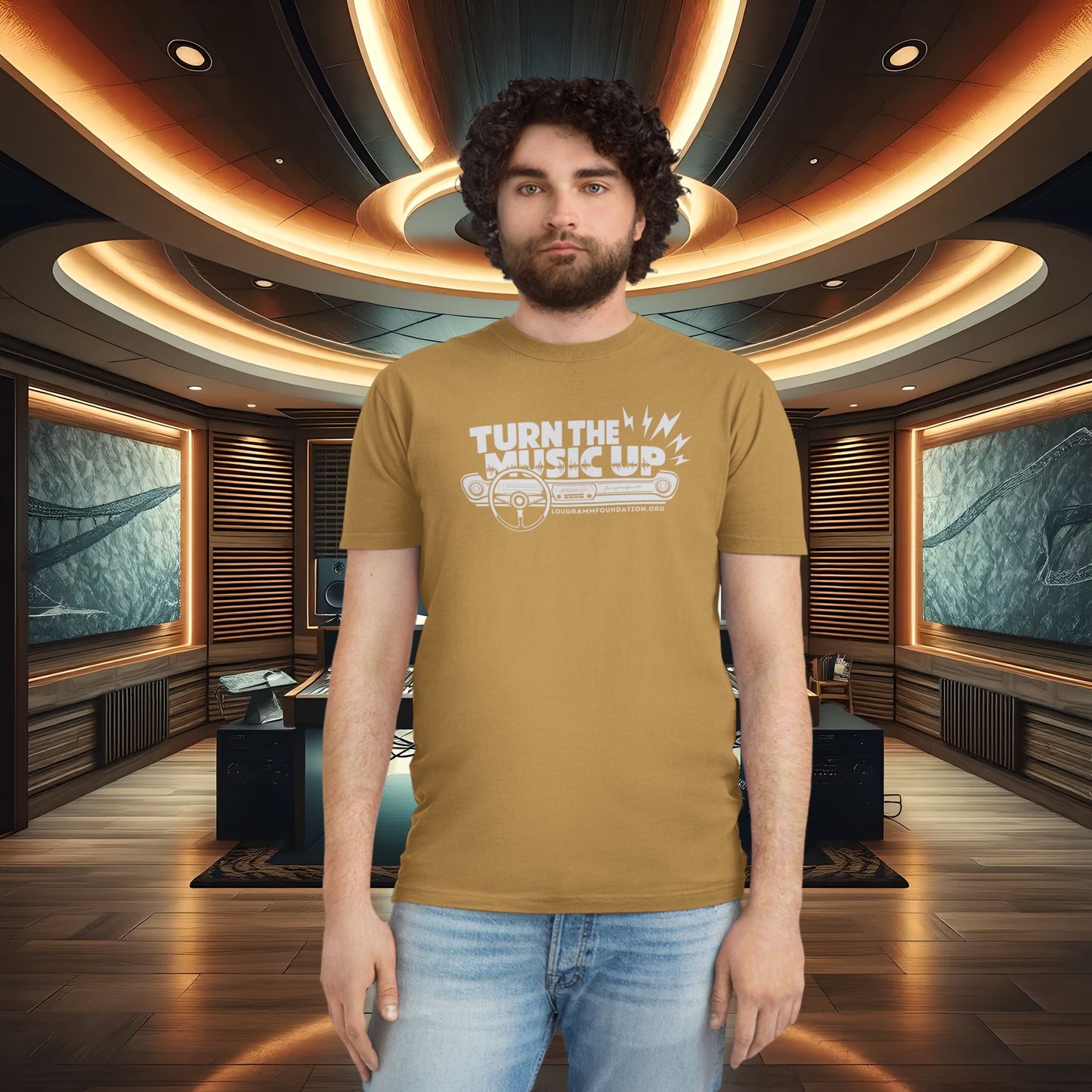 Turn the Music Up Dashboard - Unisex Faded Music T-Shirt