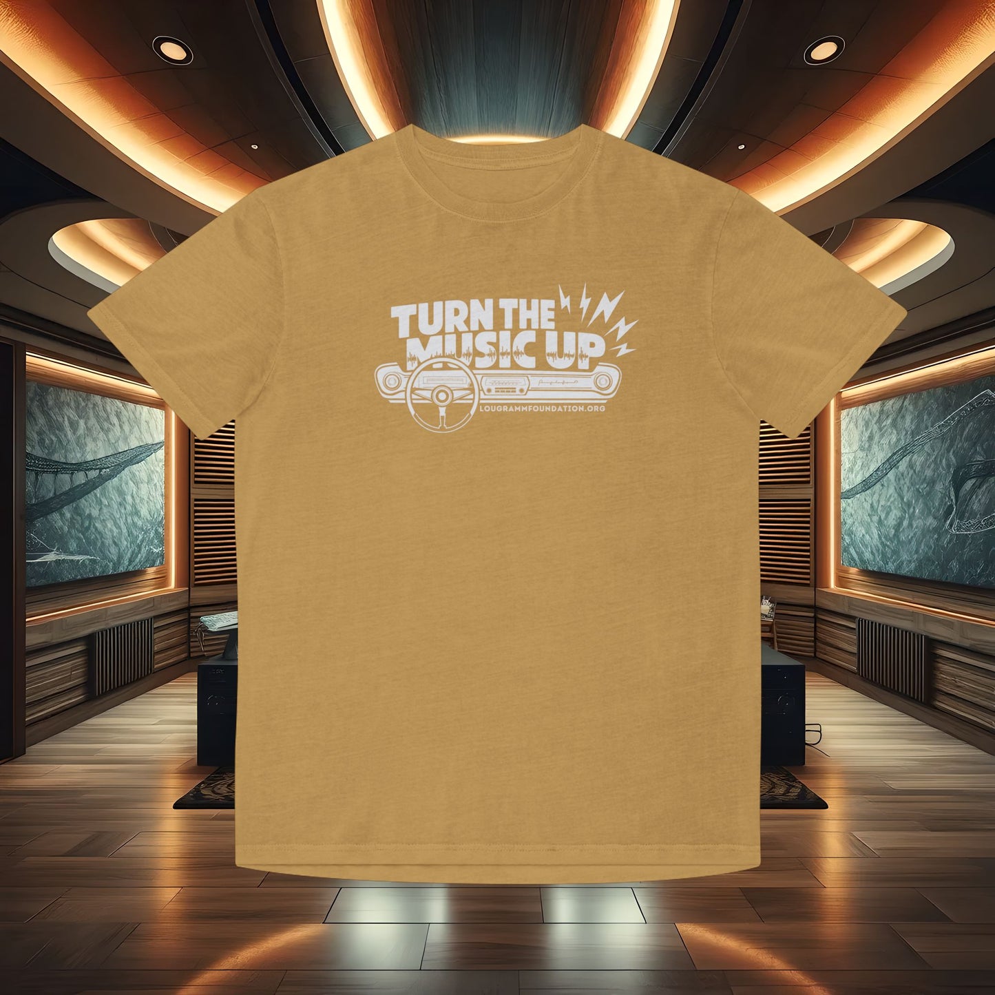 Turn the Music Up Dashboard - Unisex Faded Music T-Shirt