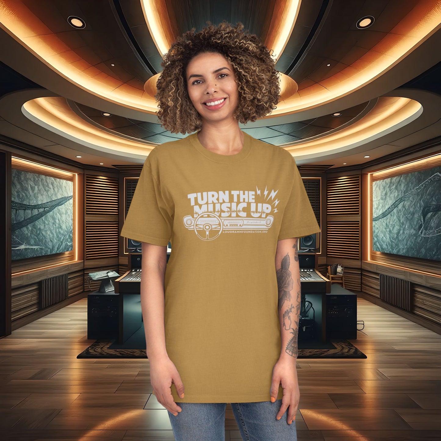 Turn the Music Up Dashboard - Unisex Faded Music T-Shirt
