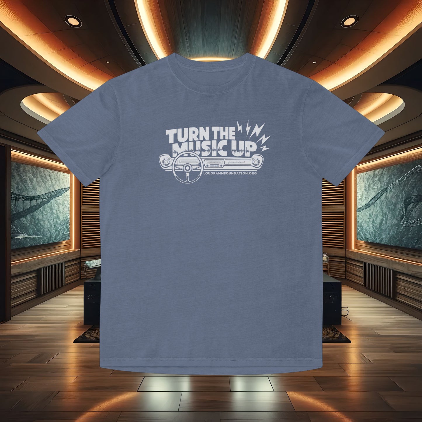 Turn the Music Up Dashboard - Unisex Faded Music T-Shirt
