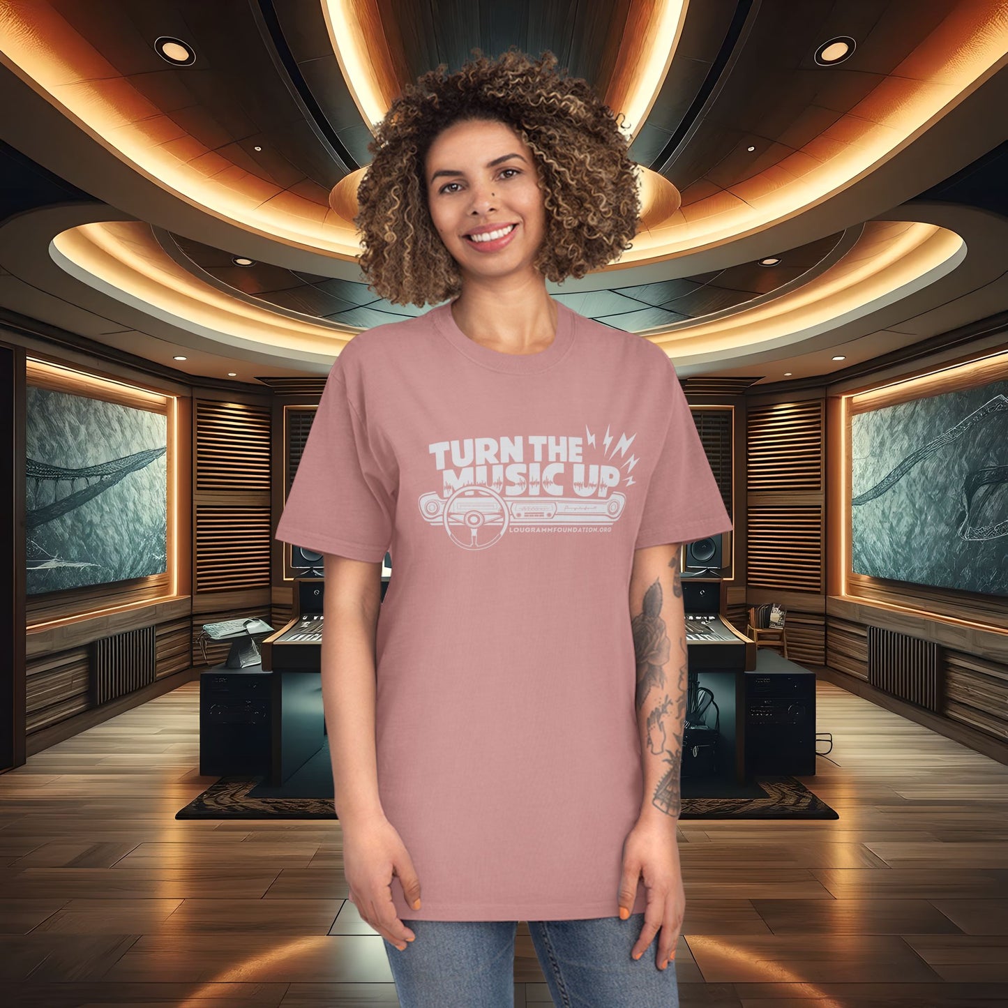 Turn the Music Up Dashboard - Unisex Faded Music T-Shirt