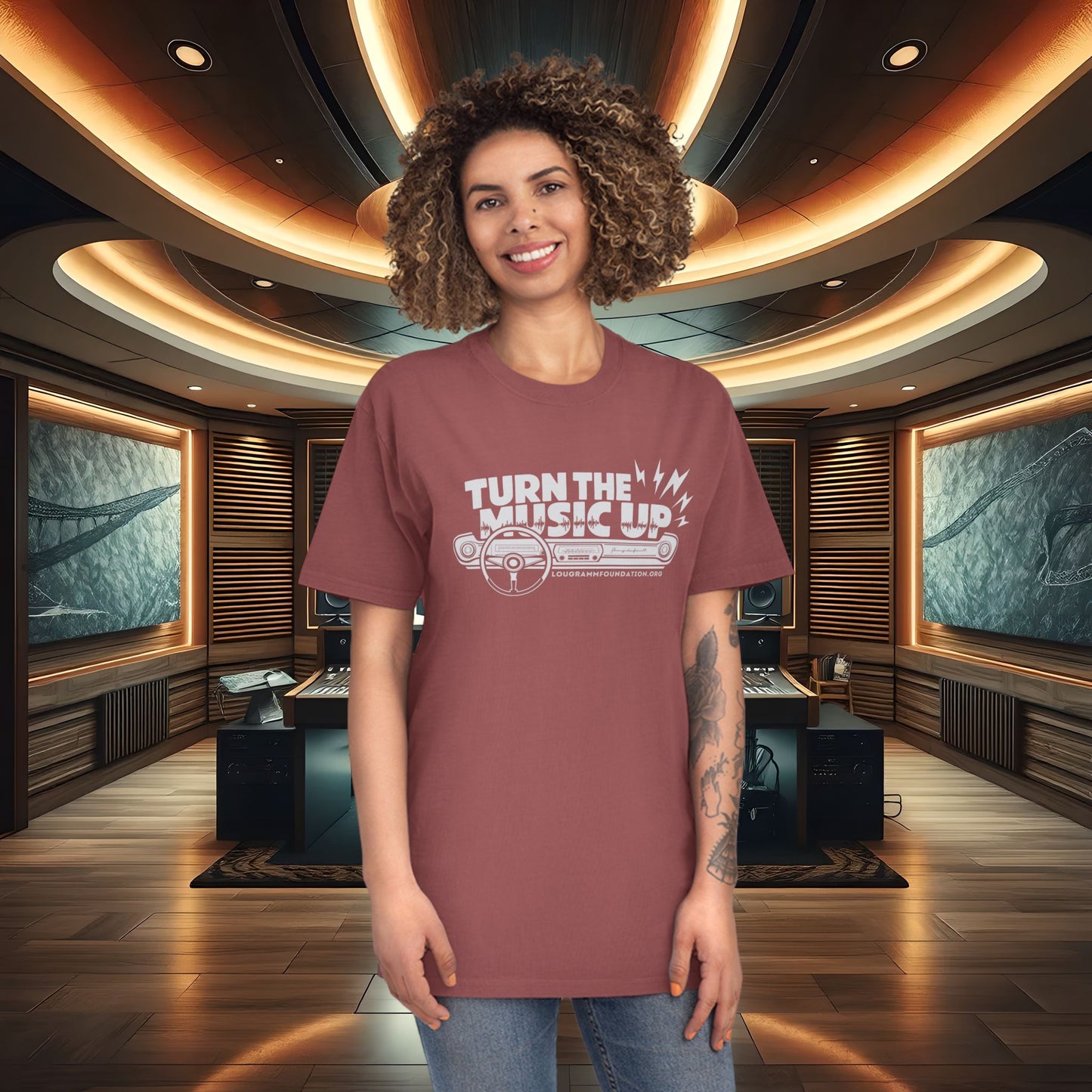 Turn the Music Up Dashboard - Unisex Faded Music T-Shirt