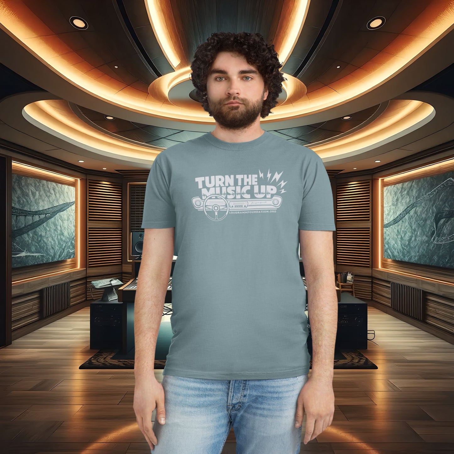 Turn the Music Up Dashboard - Unisex Faded Music T-Shirt