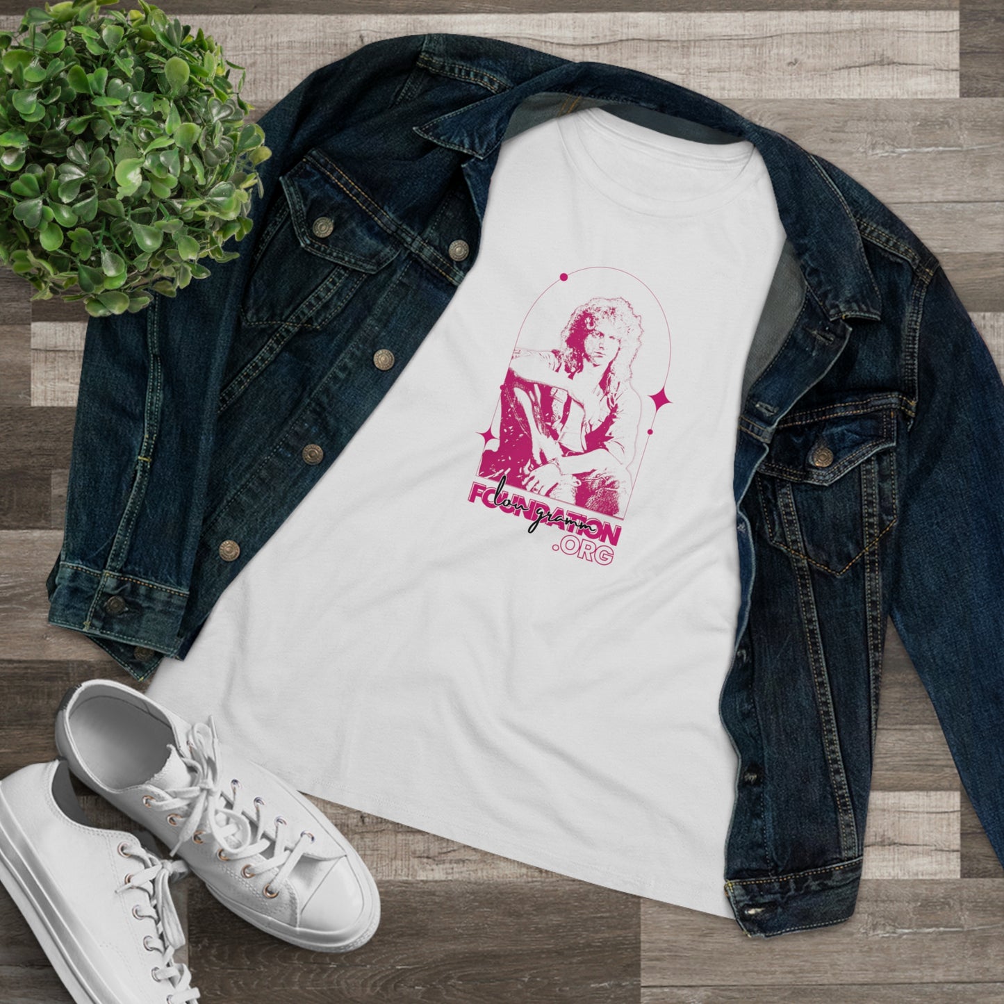 Lou Gramm Stencil Pink logo - Women's Premium Tee