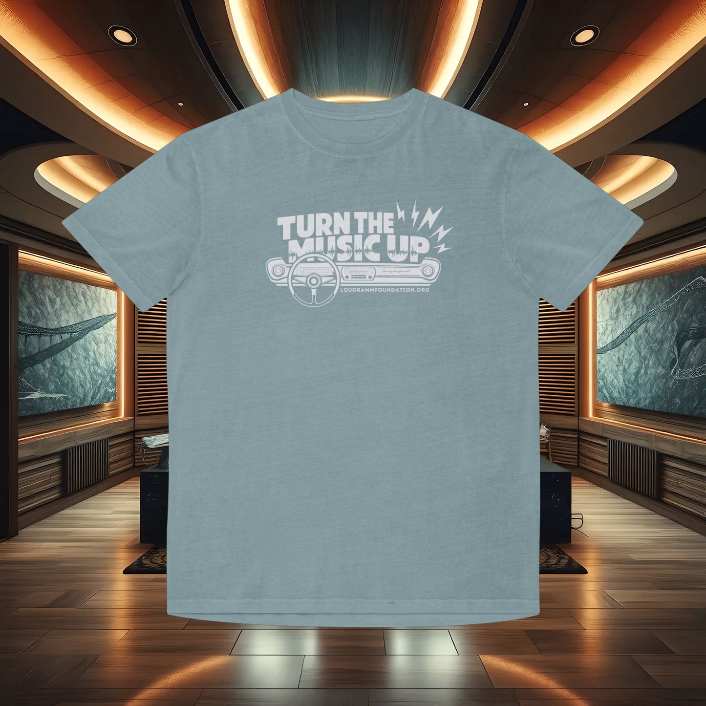 Turn the Music Up Dashboard - Unisex Faded Music T-Shirt