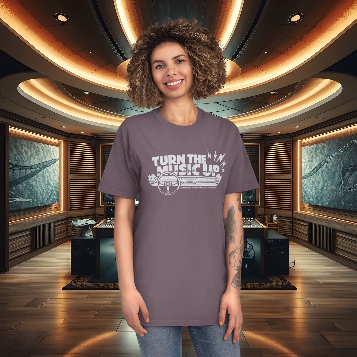 Turn the Music Up Dashboard - Unisex Faded Music T-Shirt