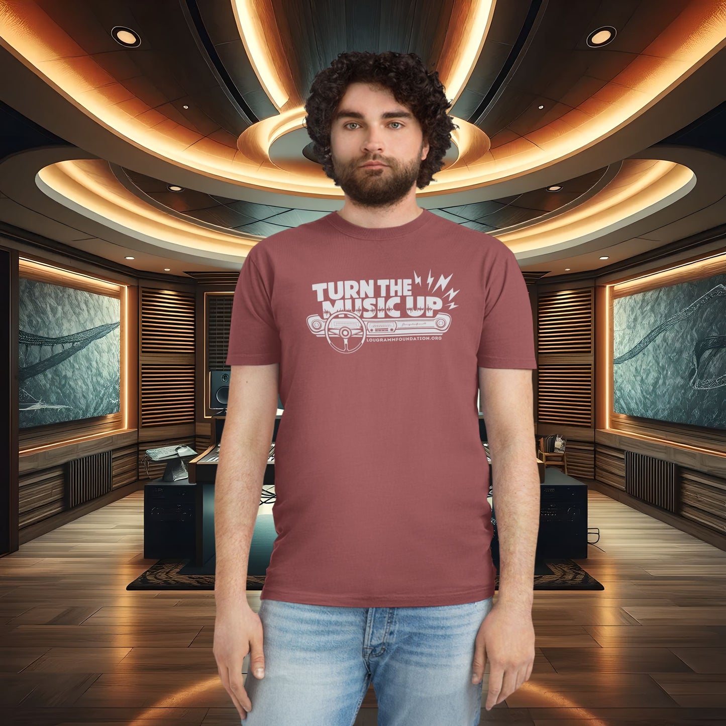 Turn the Music Up Dashboard - Unisex Faded Music T-Shirt