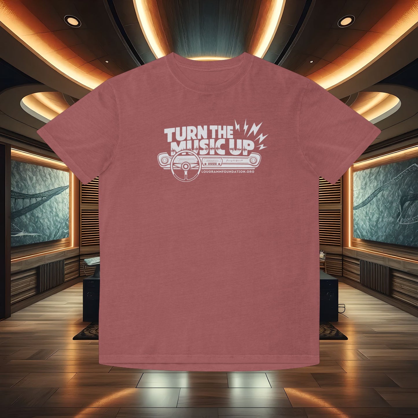 Turn the Music Up Dashboard - Unisex Faded Music T-Shirt