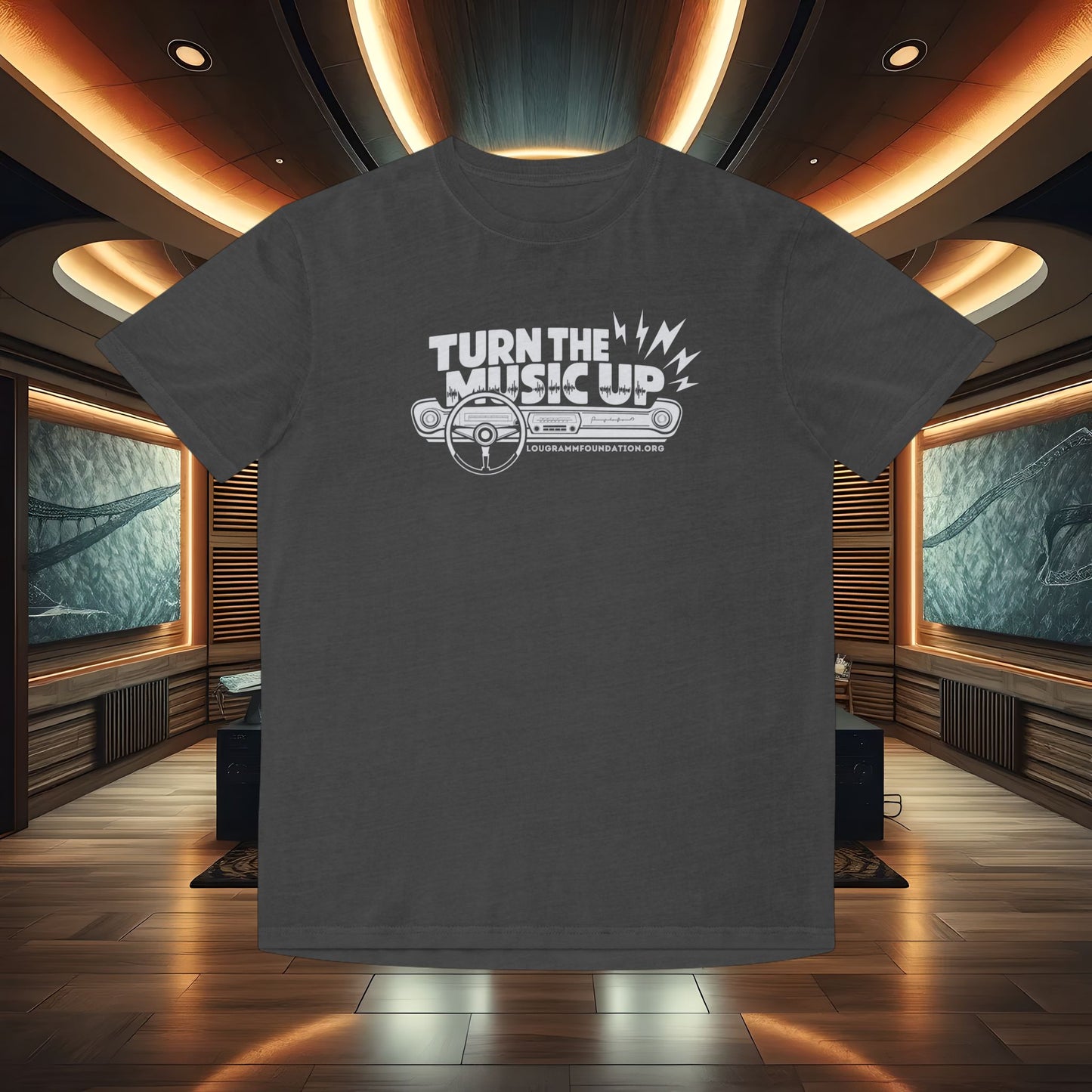 Turn the Music Up Dashboard - Unisex Faded Music T-Shirt