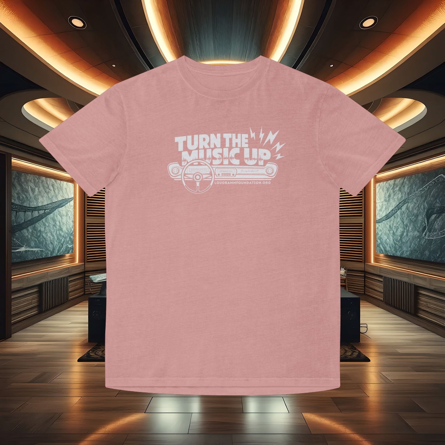 Turn the Music Up Dashboard - Unisex Faded Music T-Shirt