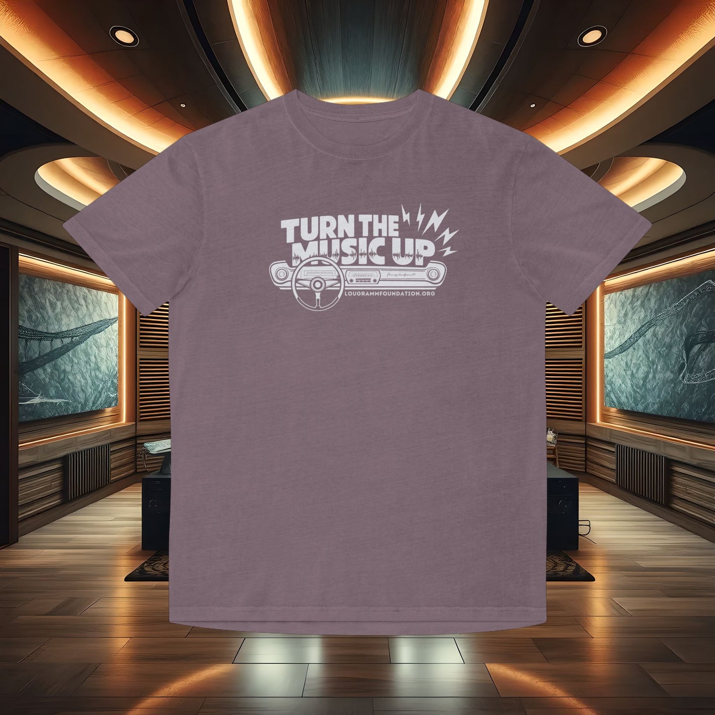 Turn the Music Up Dashboard - Unisex Faded Music T-Shirt