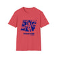 Lou’s Garage Blue logo - Unisex Softstyle T-Shirt