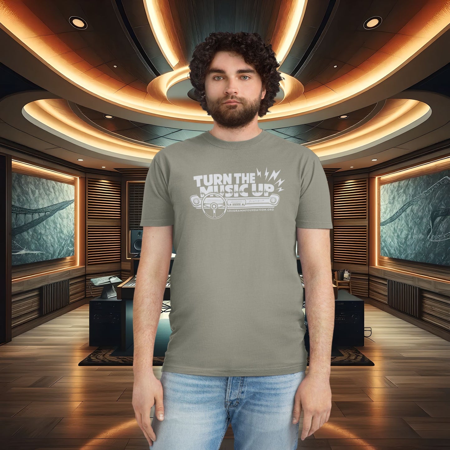Turn the Music Up Dashboard - Unisex Faded Music T-Shirt