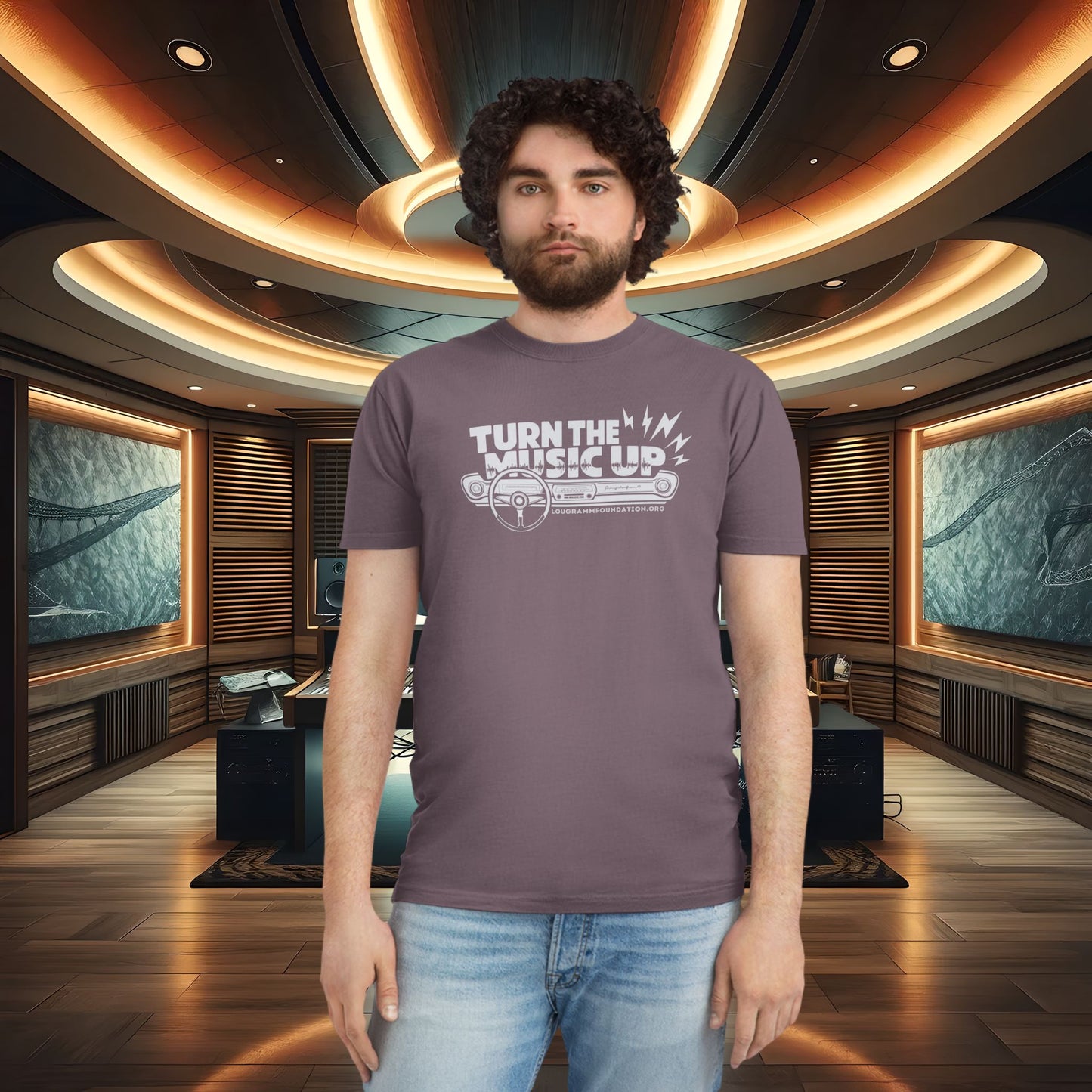 Turn the Music Up Dashboard - Unisex Faded Music T-Shirt