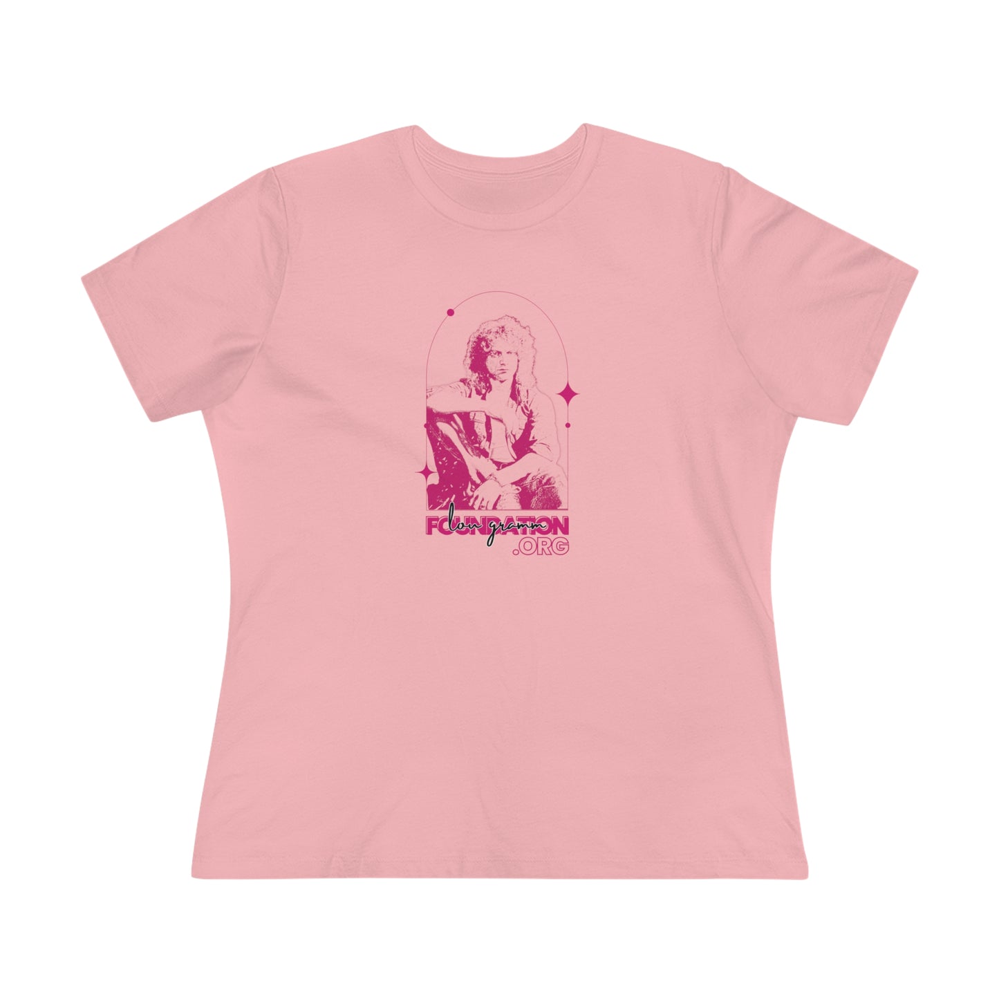 Lou Gramm Stencil Pink logo - Women's Premium Tee