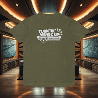 Turn the Music Up Dashboard - Unisex Faded Music T-Shirt